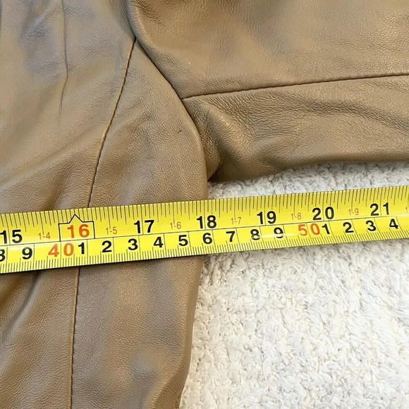 JLC New York Women’s Leather Jacket Blazer Size Small One Button Camel Brown - Picture 9 of 12